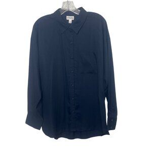 The Drop Relaxed Pocket Shirt Button Front Womens Large Blue New